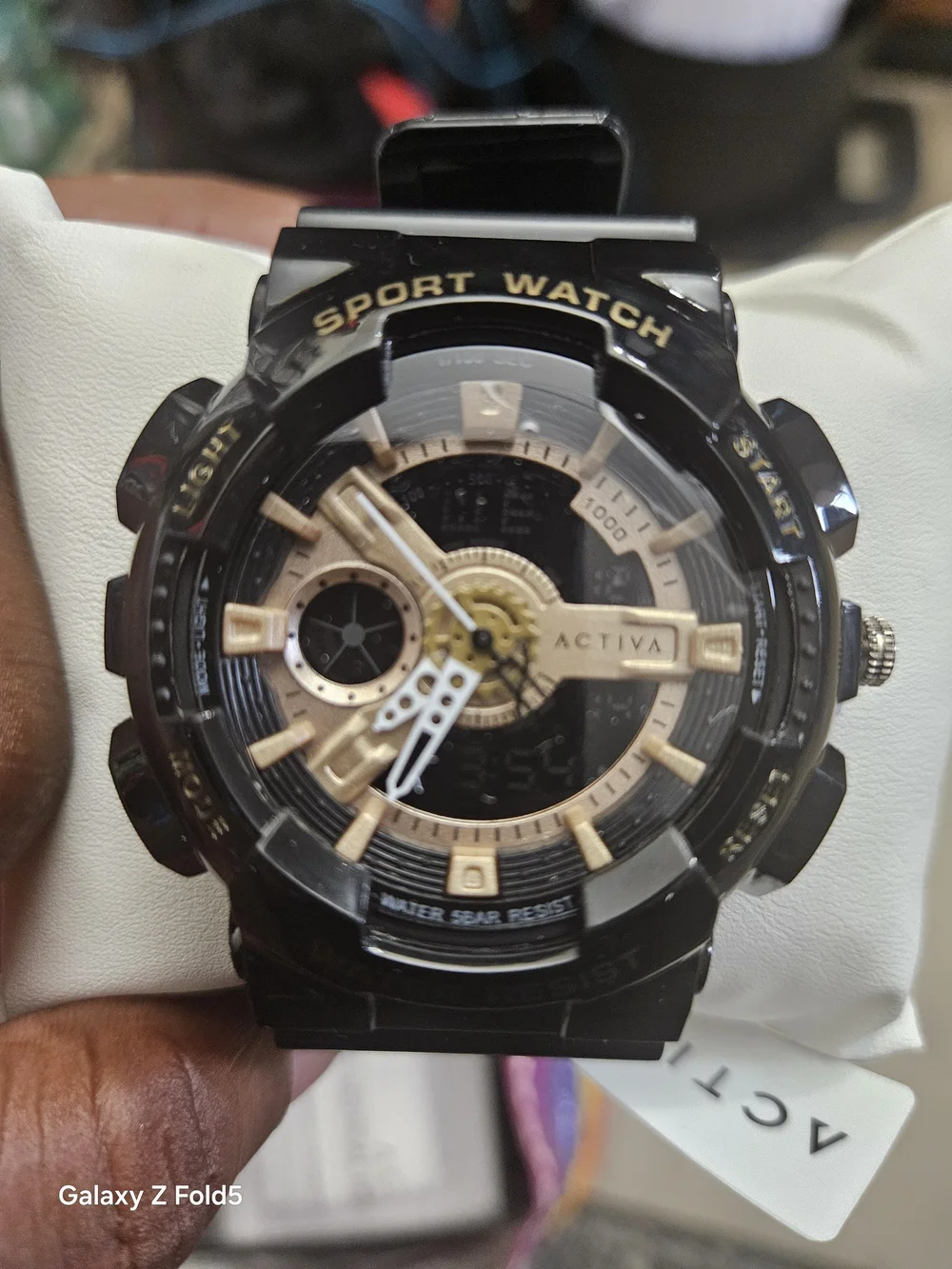 Activa Black and Gold-Tone Analog Sport Watch